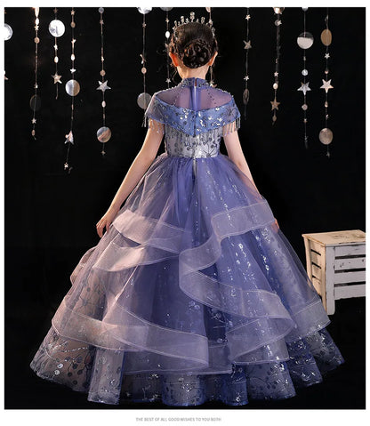 Mädchen Elegantes Luxuriöses Abendkleid Pailletten Prinzessin Kleider Edle Kinder Leistung Kostüm Geburtstag Party Mädchen Kleid.