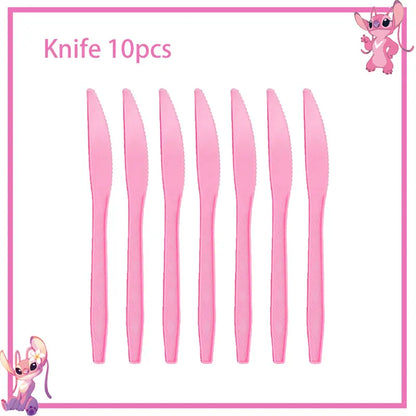 Disney Rosa Stich Geburtstag Party Dekorationen Geschirr Set Tischdecke Hintergrund Banner Für Kinder Geburtstag Dekorationen Lieferungen