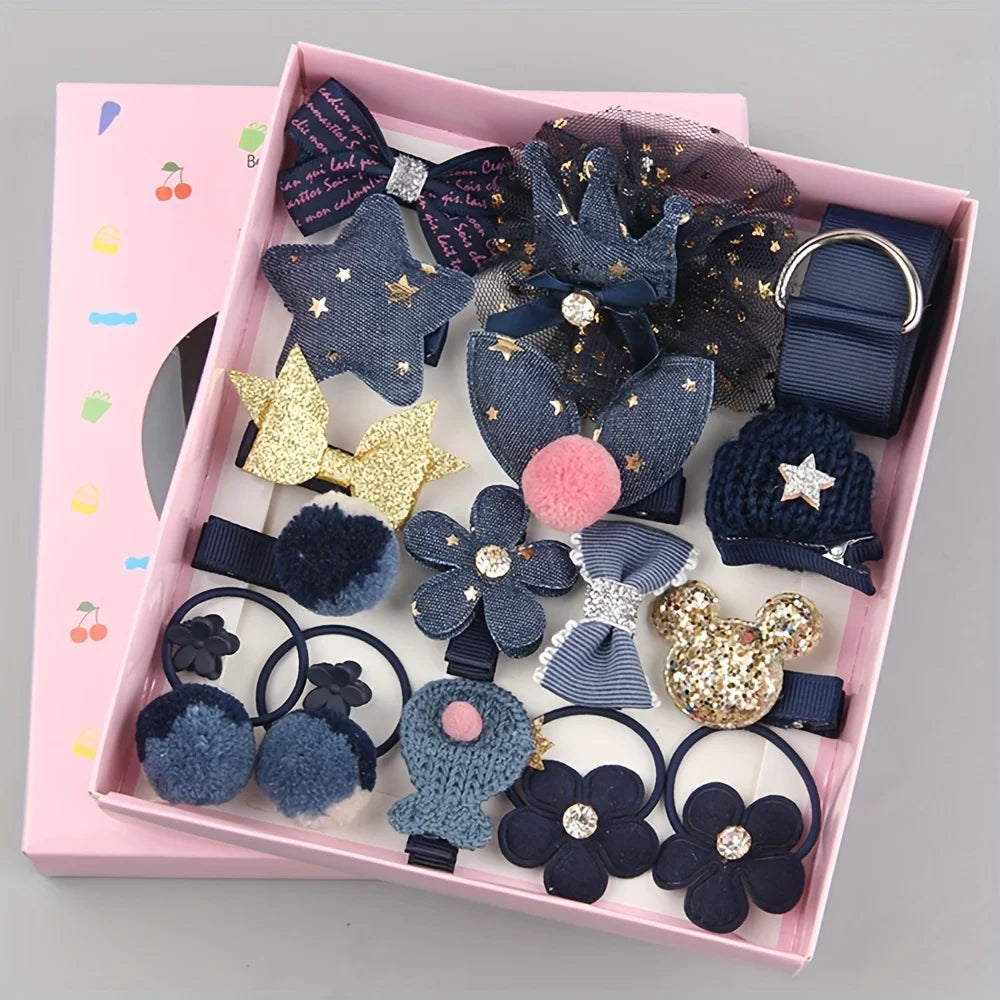Cute Hair Clip Set,Cute Bow Hair Clips Floral Hair Side Clips Elastic Hair Rings Fashionable Women's Hair Accessories.