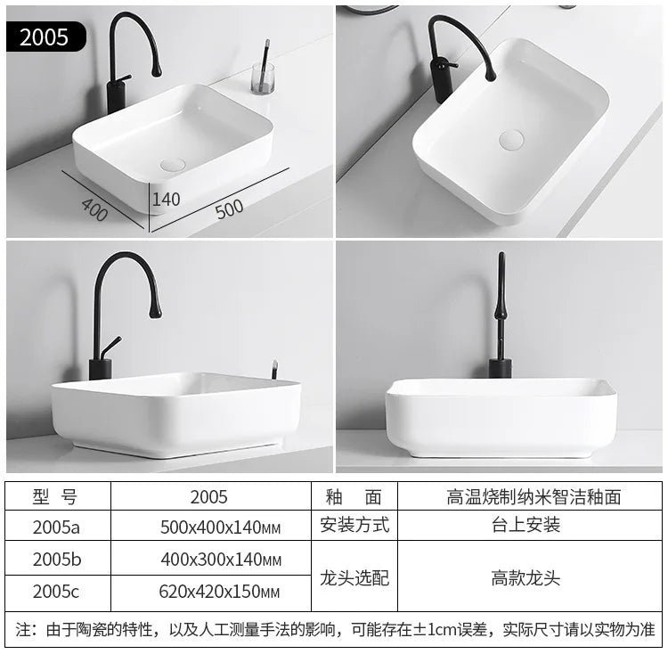 Arbeits platte Waschbecken Seite Entwässerung Keramik Waschbecken Balkon Waschbecken Kunst becken Einzel becken quadratischer Kreis