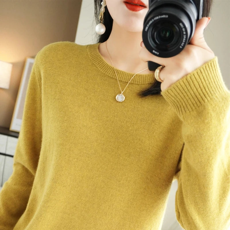 Frauen Pullover Herbst Winter Lange Hülse O-ansatz Pullover Warme Bodenbildung Shirts Koreanische Mode Pullover Strickwaren Weiche Jumper.