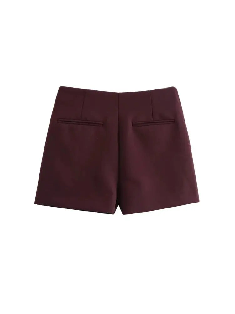 High Waist Solid Skort for Women Fashion Side Zipper Female Shorts Skirts Mujer.