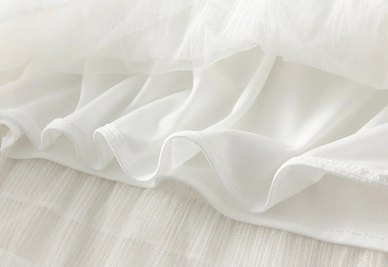 Beiyingni Woman Mesh Long Midi Cake Skirt Solid Color Elegant French Tiered Fairy Tulle Skirts Khaki Casual High Waist Faldas.