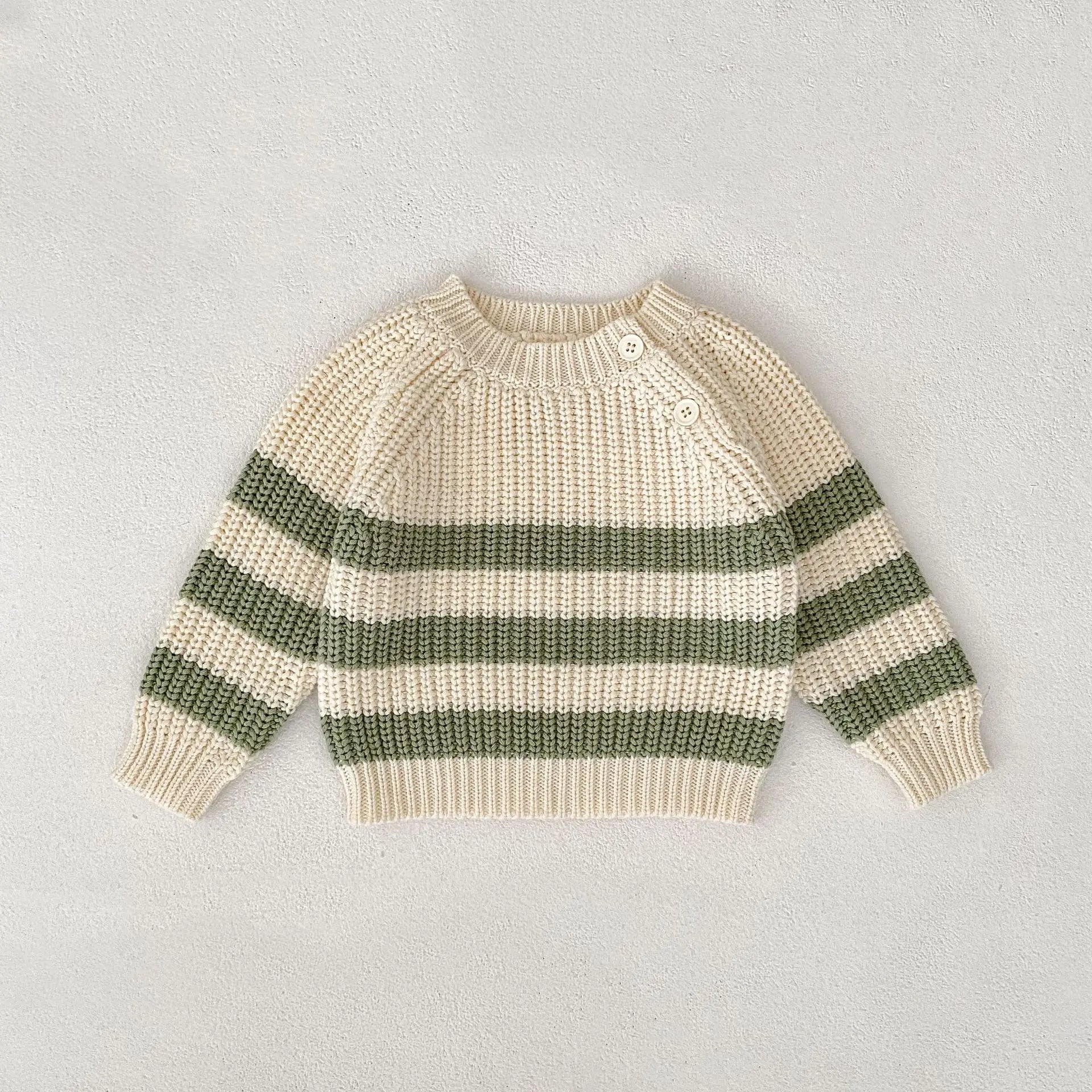 Baby-Pullover für Herren und Damen, neue Herbst-Stile für Säuglinge und Kleinkinder, gestreifte Strickoberteile und Hosen-Sets.