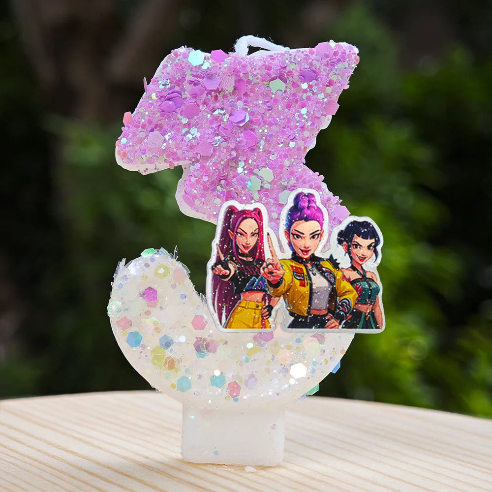 Anime Kpop Dämon Jäger Thema Kerze 3D Nummer 0-9 Kinder Geburtstag Kuchen Dekoration Baby Shower Party Zubehör geschenke.