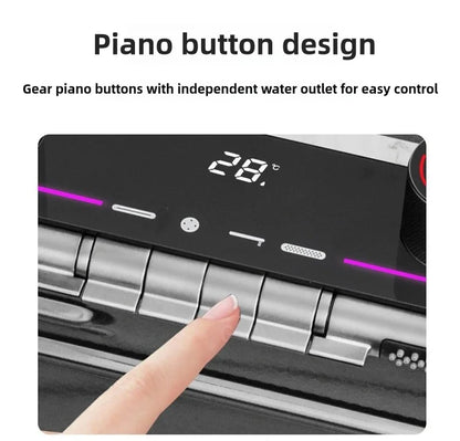 Stainless Steel Kitchen Sink Waterfall Faucet Large Single Sink Intelligent Dishwasher Sink Digital Display and Light Effects