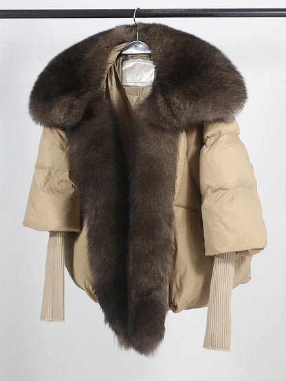 Lose Natürliche Echt Fox Pelz Kragen Mantel Dicke Neue Europäische Mode Weiße Ente Unten Jacke Winter Frauen Warme Luxus Oberbekleidung