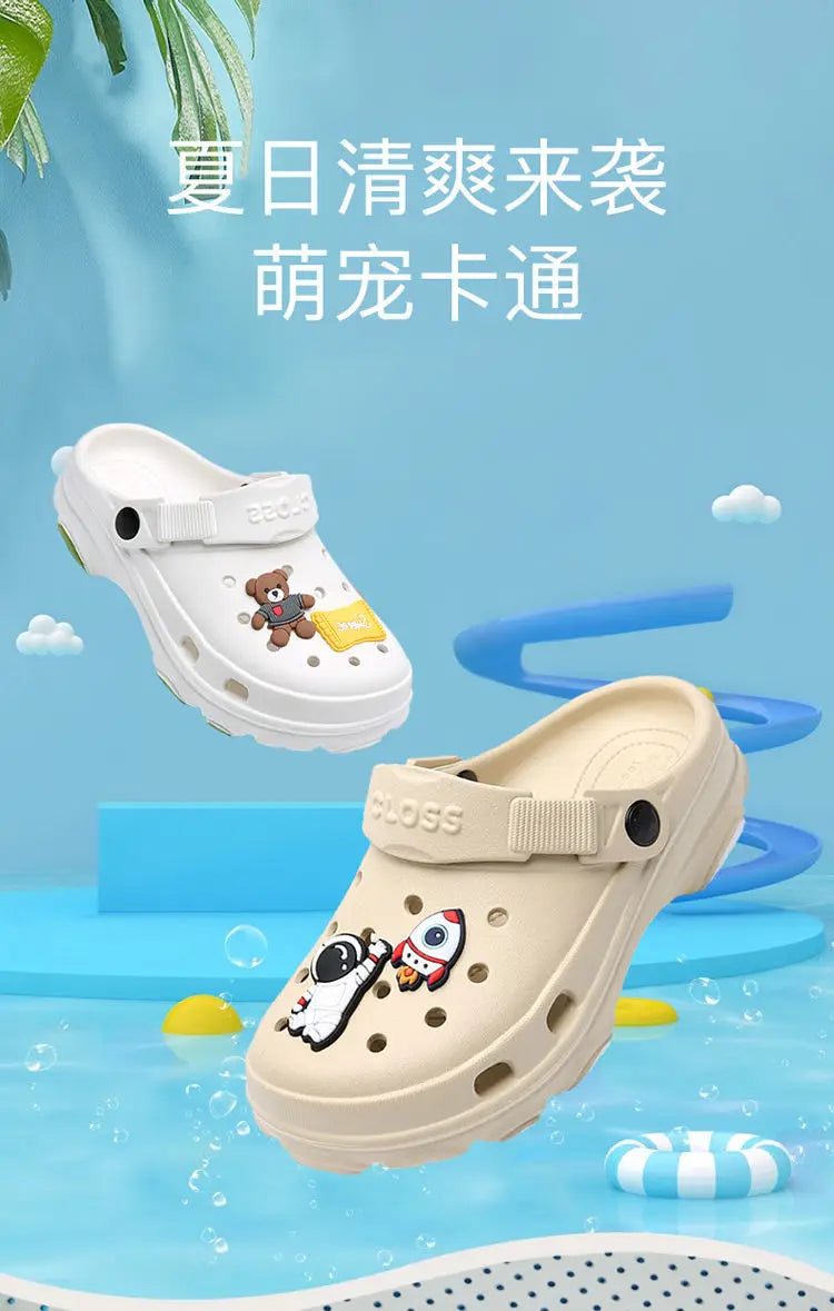 3-12y Kids Mules & Clogs Summer Boys Girls Sandals Cartoon 6 Colors Non-slip Comfortable Beach Slippers Children Garden Shoes 24.