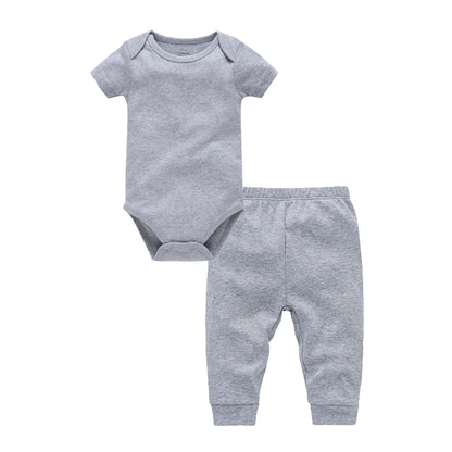 2 Teile/los Musselin Blank Baby Strampler Hosen Set Einfarbig Sommer Kurzarm Body Kinder Kleidung Set Jungen Kleidung.