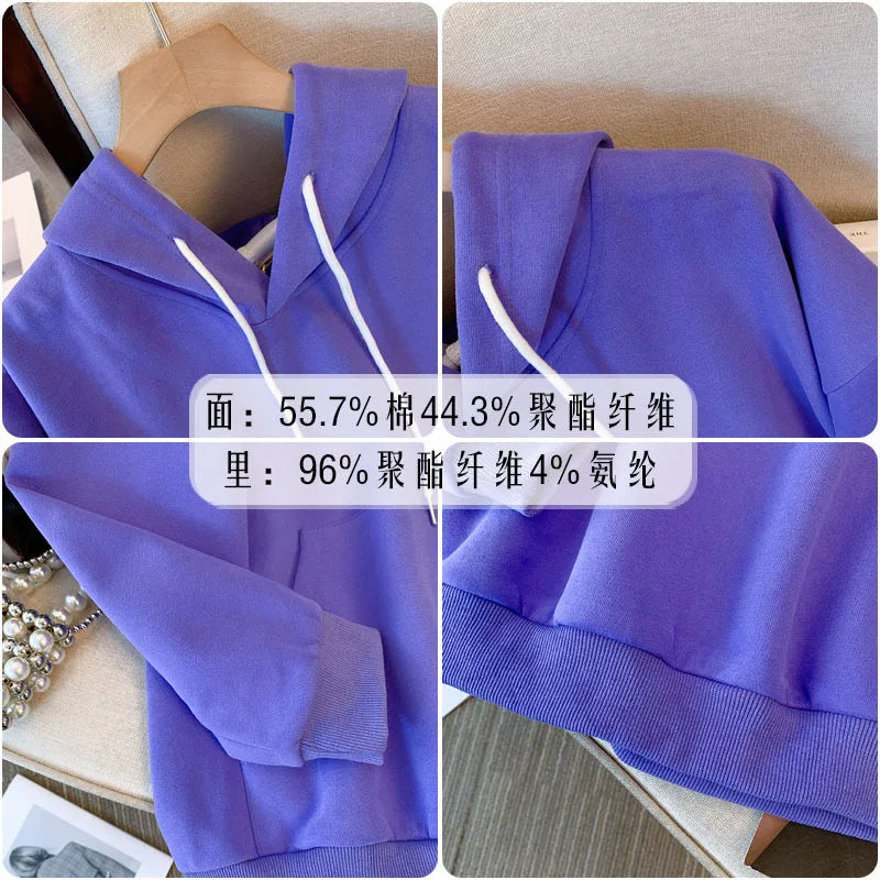 150kg plus size Damen büste Herbst Kapuze neun Farben Sweatshirt lose Langarm Top 6xl 7xl 8xl 9xl 10xl