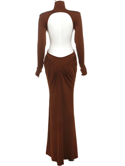 Kliou Raffen Mantel Frauen Maxi Kleider High Street Klassische Volle Hülse Gerade Schulter Backless Vestidos Mujer Abend Tragen