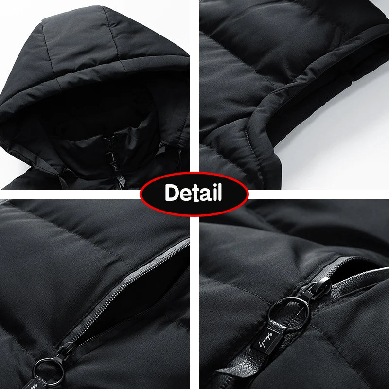 Men Autumn Sleeveless Outdoors Casual Solid Warm Vest Men Winter Detachable Hooded Fleece Pocket Zipper Fashion Vest Male Coat.