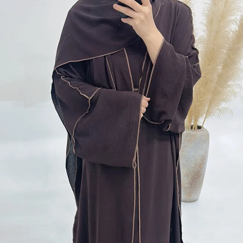 Muslim Abaya3 Pieces Dress for Women Arab Plain Hijab Ramadan Islamic.