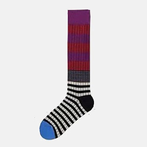 1 Pair Korean Style Women's Calf Socks Fashion Rainbow Stripes Socks Outdoor Sport Cycling Vintage Harajuku Middle Tube Long.