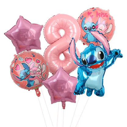 Disney Rosa Stich Geburtstag Party Dekorationen Mädchen Einweg Geschirr Ballon Kuchen Topper Tischdecken Liefert Baby Dusche