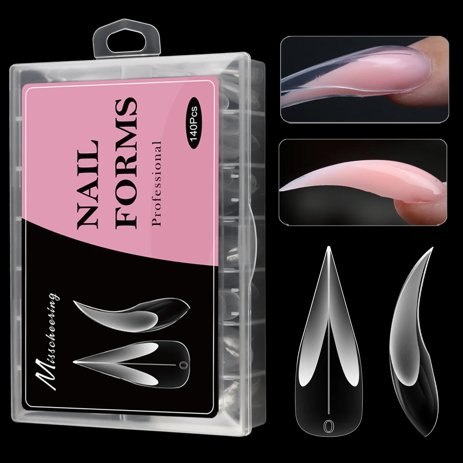 New Eagle Claw Nail-Forms 140pcs Crystal Extension Tips For Quick Gel Nails Paperless Nail Art Kit With Claw Shaped Design Salon.