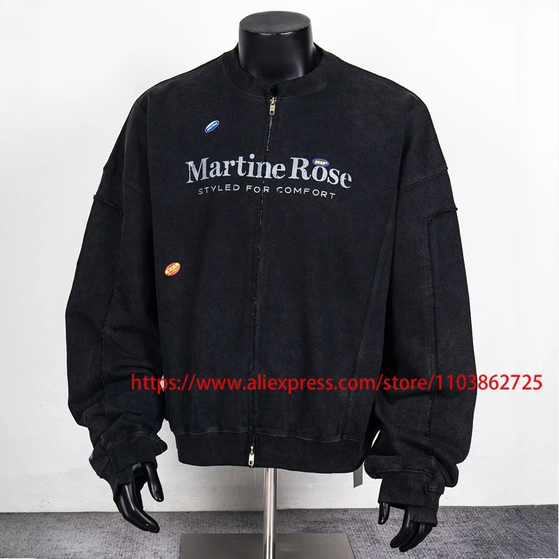 2025 MARTINE ROSE Zip Up Cardigan High Quality Splicing Design Real Photo Autumn Winter Ribbed Collar Martine Rose Jacket Coat.