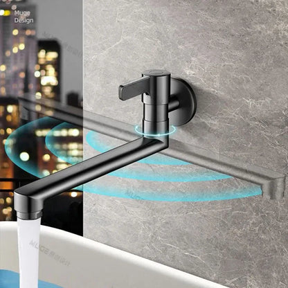 Wall-mounted Faucet Mop Pool Tap Single Hole Faucet Brass 360º Free Spin Single Cold Faucet Kitchen Sink Faucet