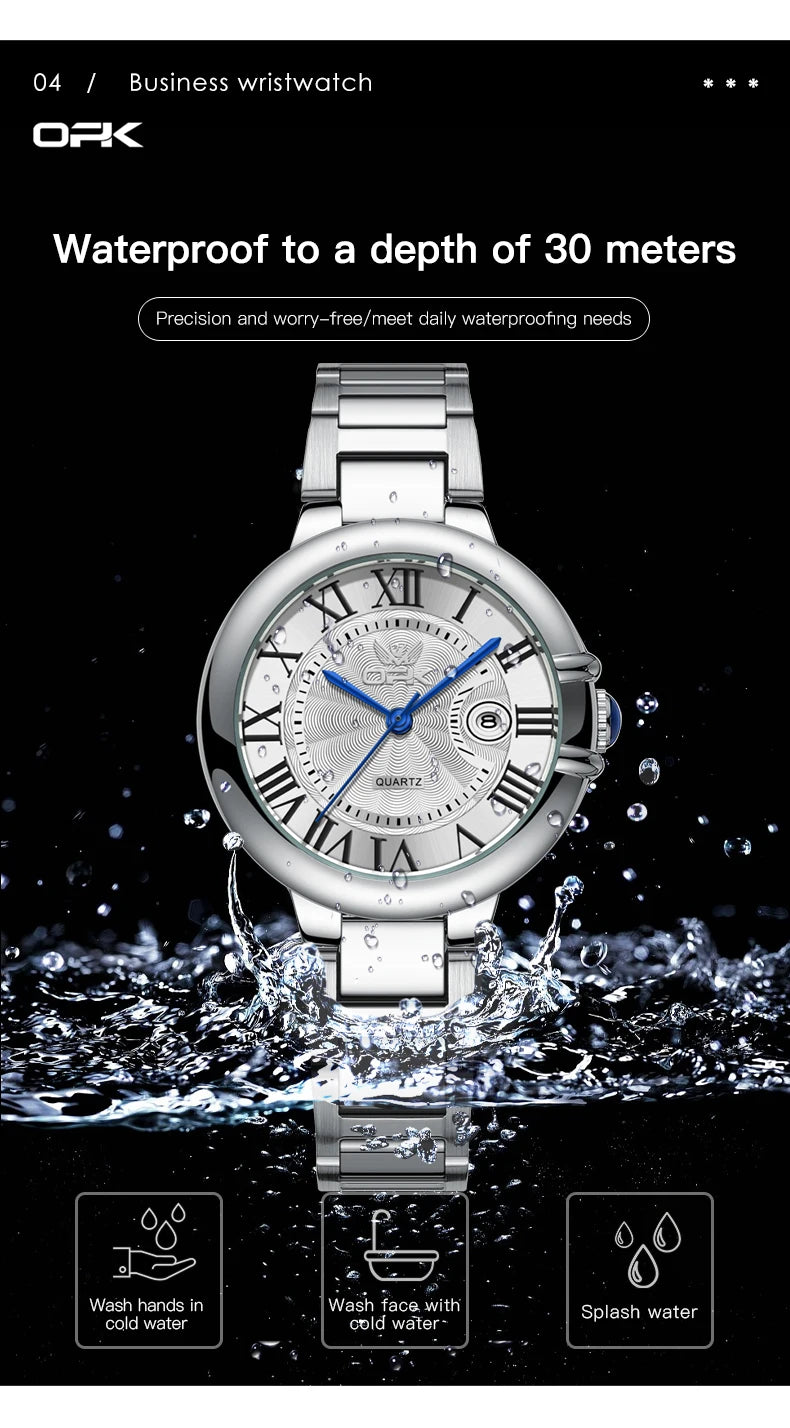 OPK 6039 Women Watch Roman Scale Stainless steel Waterproof Quartz Watch for Women.