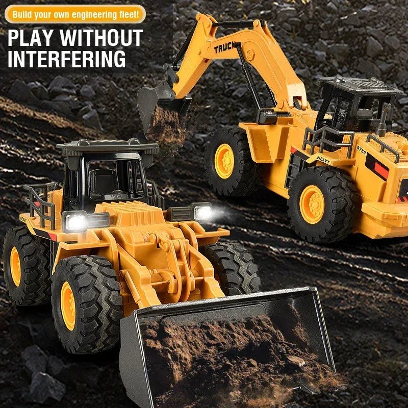 9Ch Rc Car 2.4G Remote Controlled Multi-Functional Dump Truck Bulldozer Excavator Engineering Vehicle Kids Toys for Boys Gifts.