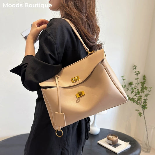 Branded Shoulder Bags Luxury Women Soft PU Leather Solid Color Large Capacity Shopper Totes 2025 Latest Luxury Designer Handbags.