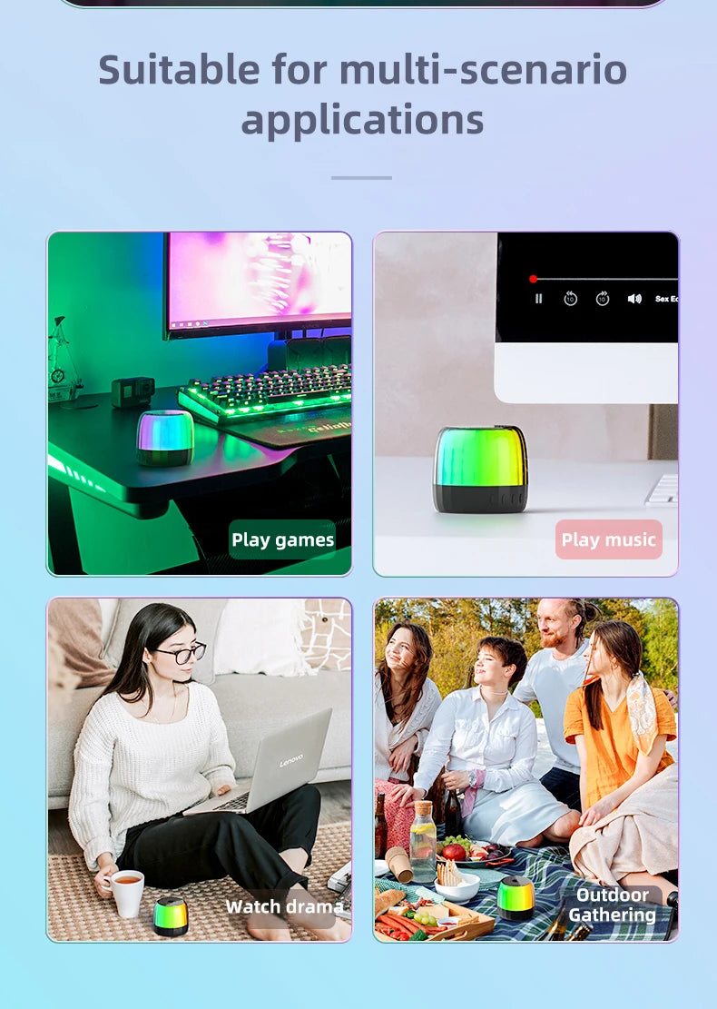 Original Lenovo K3 Plus Wireless Bluetooth Speaker Portable Music Player Cool RGB SoundBox Low Latency HiFi Stereo Loudspeaker.