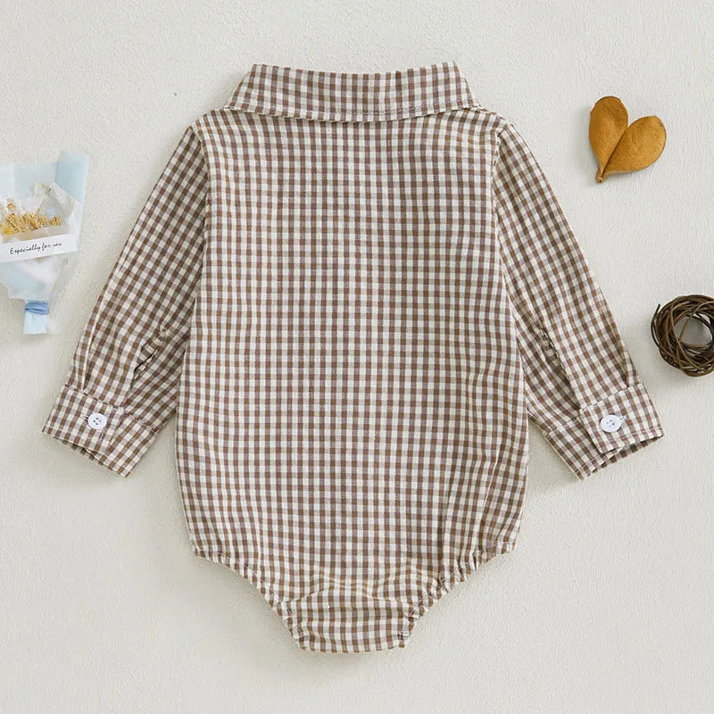 Kleinkind Niedlicher Gitter Revers Overall Kleinkind Dünner Stil Freizeit Einteiliger Baby Herbst Body