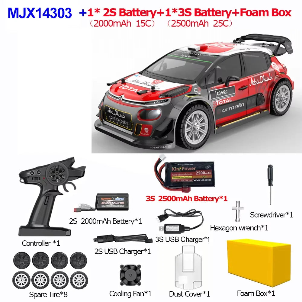 1/14 MJX 14303 Rc Drift Car 2.4G High Speed Drift Rally Truck Hyper Go Brushless 4WD Off-Road RC Cars for Adults for Kids Toys