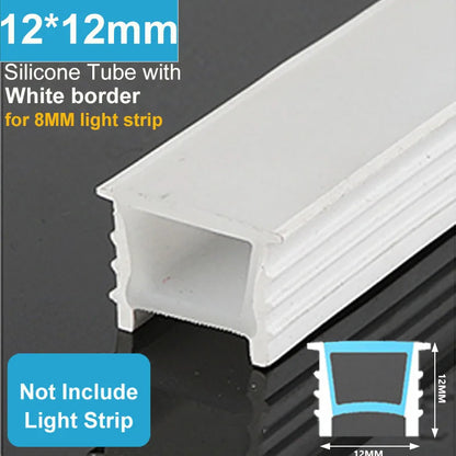 1-5M Recessed White Silicone Tube Border Led Neon Flexible Channel Holder Easy Install Waterproof Dustproof DIY Special-shaped.
