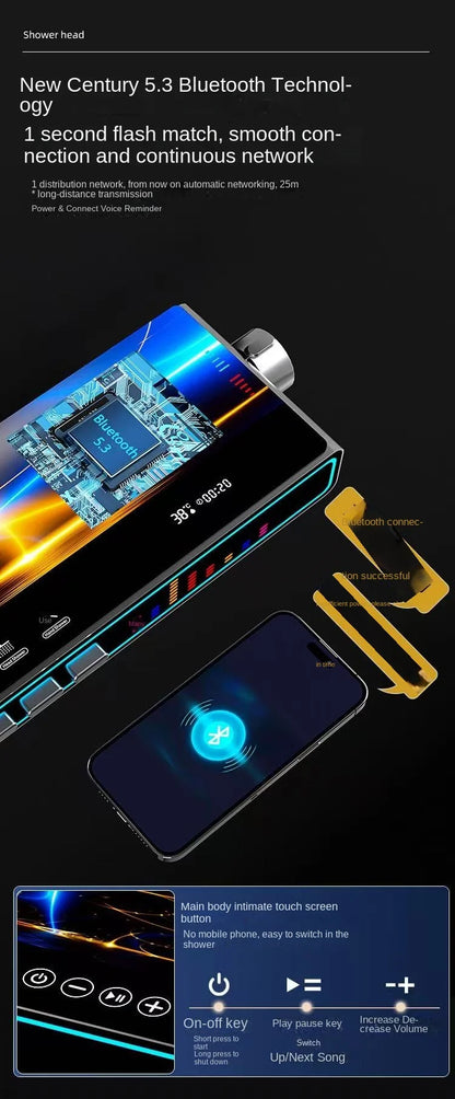 Bluetooth Music Digital Bathroom Shower System Ambient Lighting thermostatic Digital Bathroom Shower Set Faucets Accessories