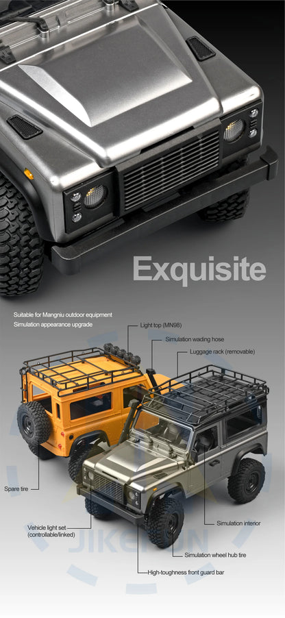 1/12 MN99s Rc Car MN Model 2.4G RTR Remote Control 4WD Off-road Climbing Crawler Defender Pickup Truck Toys for Children.