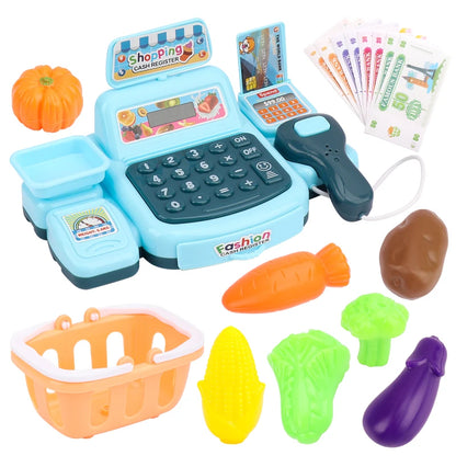 Simulation Cartoon Supermarket Cash Register Toy Home Appliance Series Children Play Home Electric Lighting Sound Register.