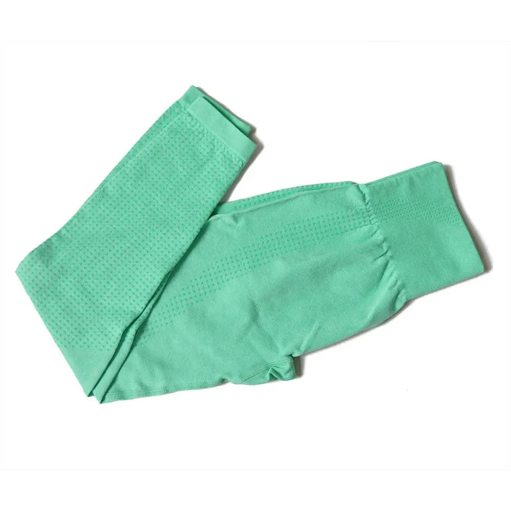 Seamless Yoga Suit Women's Long Sleeve Jacquard Sports High-Waisted Tightening Leggings Fitness Top Origin China