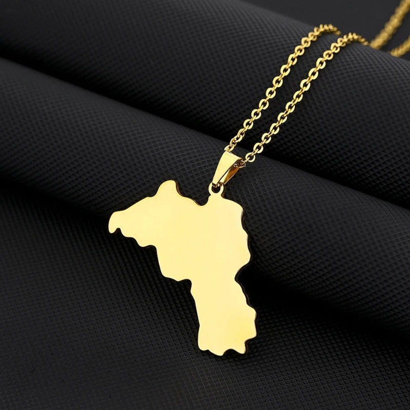 Stainless Steel Kurdistan Map Pendant Necklace for Couple Ethnic Jewelry Valentines Women Men Unisex Charm Gift.