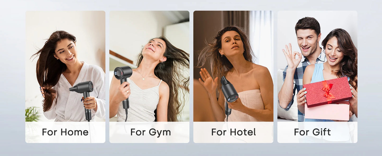 120000 RPM Hair Dryer Negative Ionic Blow Dryer Brushless Motor 40M/S Fast Drying High-Speed Low Noise Thermo-Control Hairdryer.