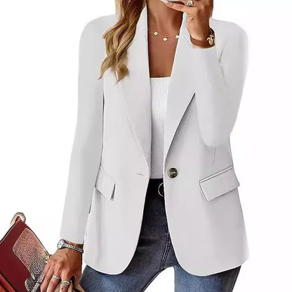 Modische Casual Frauen Blazer 2024 Frühling Herbst Neue Einfarbig Drehen Unten Kragen Langarm Anzug Mantel Elegante Büro Dame.