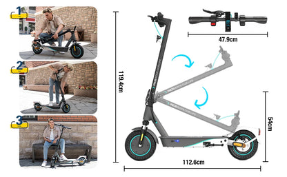 RCB EV10K PRO ABE Electric Scooter, App Control, 10'' Foldable 400W Electric Scooter Adults, E-Scooter with Dual shock absorbers.