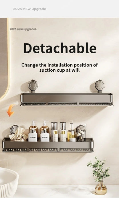 Kein Bohren Saugnapf Saug Badezimmerregal an der Wand Badezimmerregal Toilettenraum Aluminium Hängeregal Badezimmer Organizer Hängen