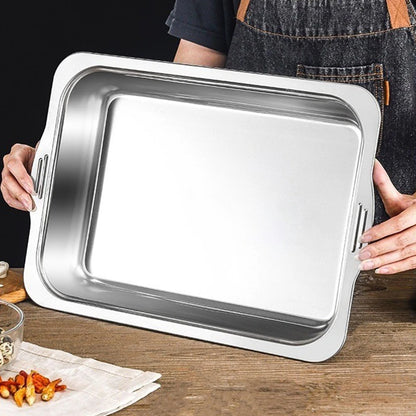 Large Capacity Stainless Steel Fish Deep Plate Both Gas and Induction Cooker BBQ Fried Beef Food Tray Seafood Dish Bbq Plate.