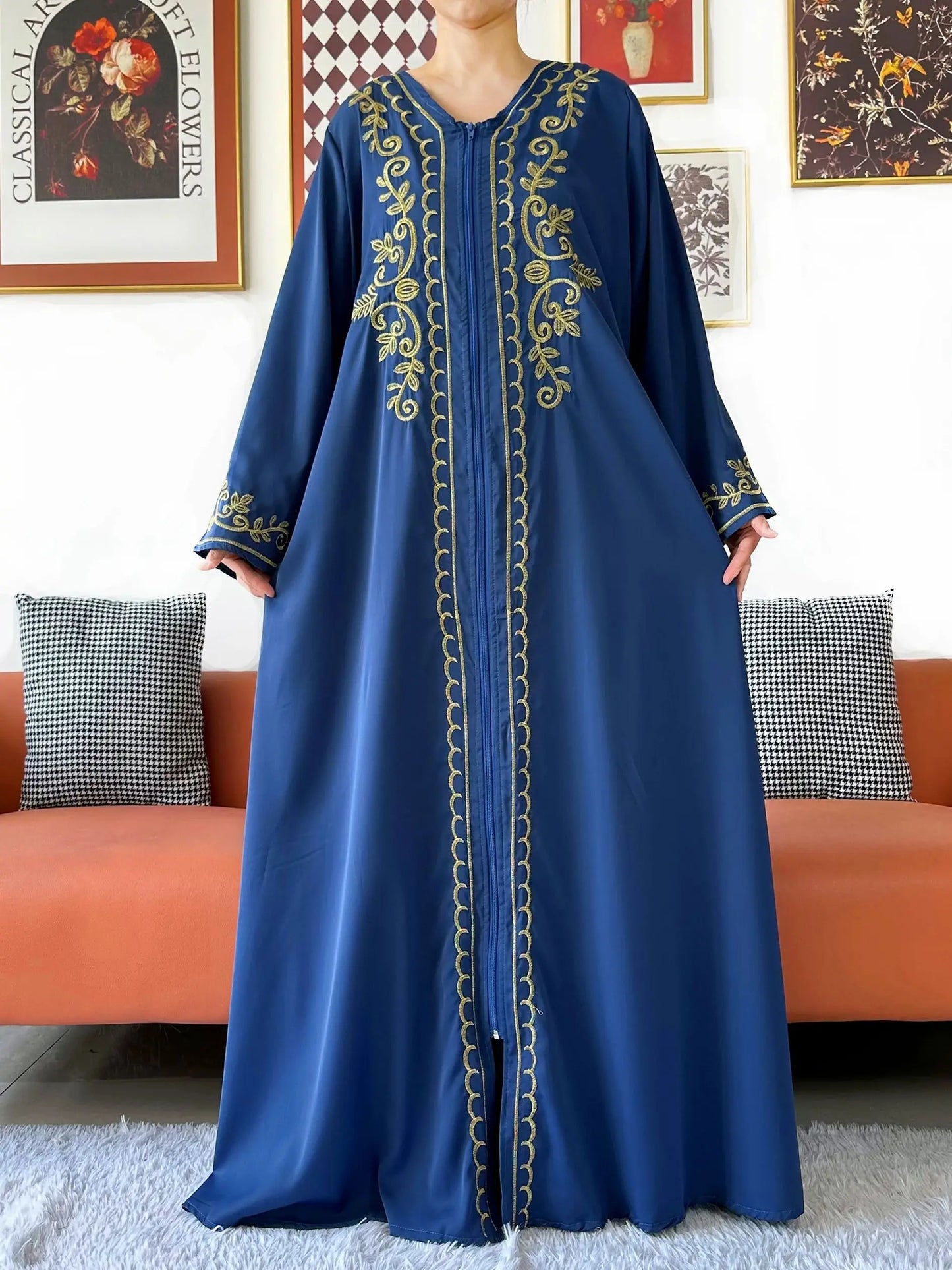 2025 New Elegant Women Abaya Long Sleeve Chiffon Loose Open Abaya Muslim Islamic Clothing Cardigan Style for Special Occasions.