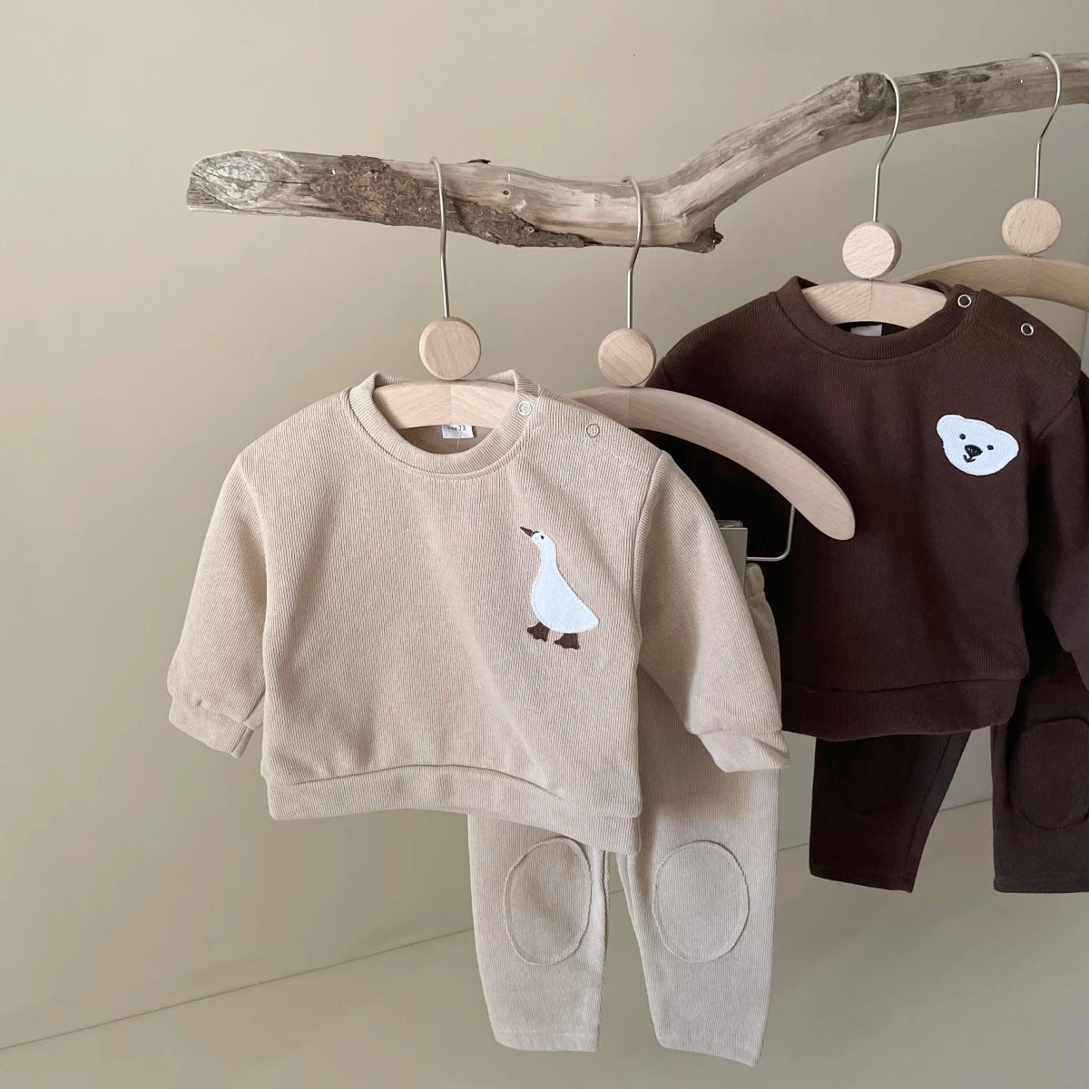 Infant Baby Jungen Mädchen Kleidung Neugeborenen Herbst Langarm Gans Bär Muster Baumwolle Tops Casual Hosen Kleinkind Kleidung Outfit Set.