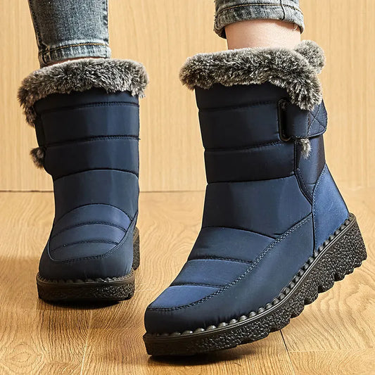 Boots 2025 Women's Boots Fur Botas Mujer Super Warm Winter Boots For Snow Women Low Heels Winter Shoes Woman Black Rubber Boot.