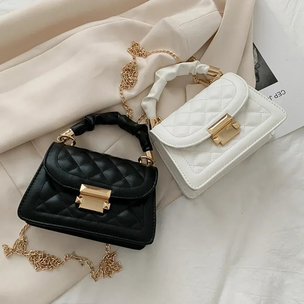 Women PU Leather Shoulder Bags Small Messenger Designer Female 2024 New Fashion Chain Rhomboid Crossbody Bag Ladies Mini Handbag.