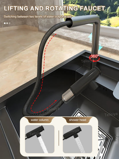 Hidden Cup Washer Bar Tank Stainless Steel Kitchen Sink Multifunctional Wash Basin Mini Small Single Slot With Cover Plate