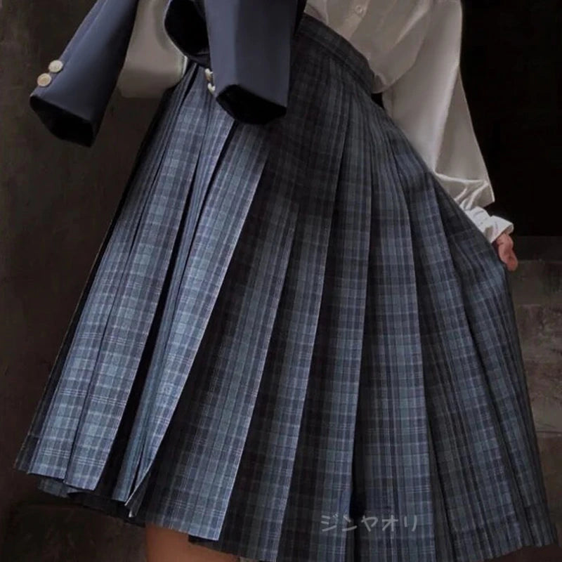 Pleated Skirts Women Japanese Preppy Style Plaid Faldas Kawaii Schoolgirls Chic Spring Autumn High Waist All-match Fashion Youth.