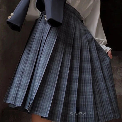 Pleated Skirts Women Japanese Preppy Style Plaid Faldas Kawaii Schoolgirls Chic Spring Autumn High Waist All-match Fashion Youth.