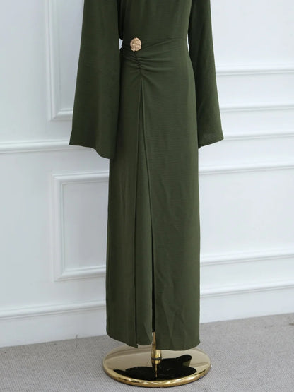 Muslim Women Arabic Dubai Abaya Solid Drawstring Long Dress Modest Ramadan Kaftan Robe Femme musulmane Islam Clothing Kebaya.