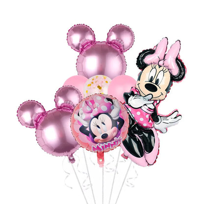 Disney Minnie Mouse Birthday Party Decoration Pink Minnie Paper Cups Plates Napkin Tablecloth Tableware Balloosn Baby Shower Kid