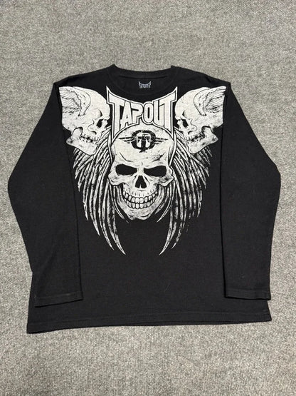 Y2K Oversized Long Sleeve Tapout T-Shirt Hip Hop Gothic Streetwear Unisex Couple Tee Summer Casual Fashion Round Neck Loose Fit