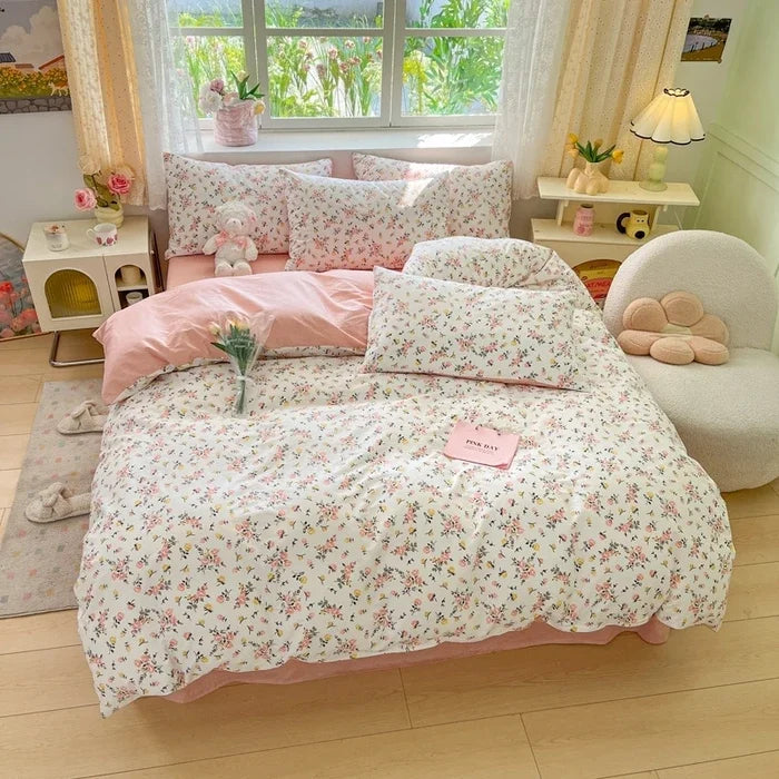 2025 new Cotton Duvet Cover Set with 2 Pillowcases 1 bed sheet - Elegant & Breathable Bedding Set,Fade-Resistant, Multiple Sizes